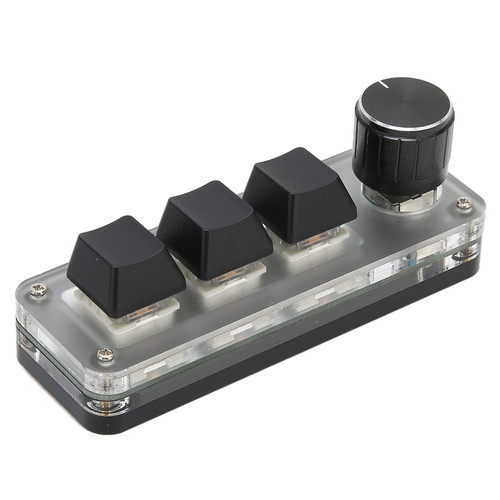 Yoidesu One Handed Macro Mechanical Keyboard, RGB LED Backlit Portable Mini 3 Key Small Keypad with Knob, One Handed Mechanical OSU Keypad for DIY Programming Gaming