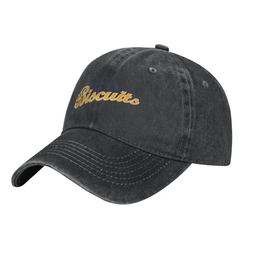 Montgomery Biscuits Classic Cowboy Hat Washed Baseball-Cap Twill Adjustable Dad-Hat Black