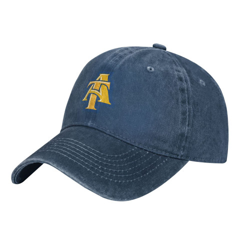 North Carolina A&T Aggies Classic Cowboy Hat Washed Baseball-Cap Twill Adjustable Dad-Hat Navy Blue