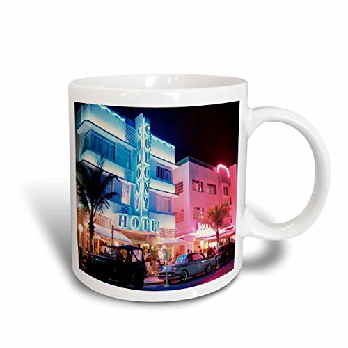 3dRose mug_53305_1"South Beach Miami" Ceramic Mug, 11 oz, Multicolor