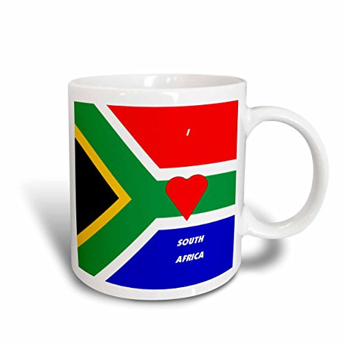 3dRose mug_51555_1"I Love South Africa" Ceramic Mug, 11 oz, Multicolor