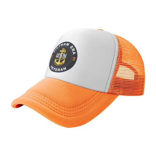 CXXYJYJ Vietnam Veteran Trucker Hat Man Woman's Cycling Cap Unisex Cowboy Caps Adjustable Baseball Cap Orange