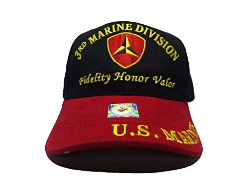 Marines Marine Corps EGA 3rd Division Fidelity Honor Valor Embroidered Cap Hat Black Marines Marine Corps EGA 3rd Division Fidelity Honor Valor Embroidered Cap Hat Black