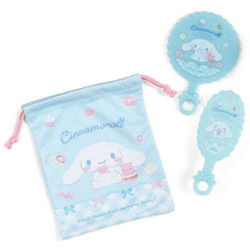 Cinnamoroll Hand mirror hair brush kids & girls Sanrio Sanrio mirror & Brush Set drawstring bag