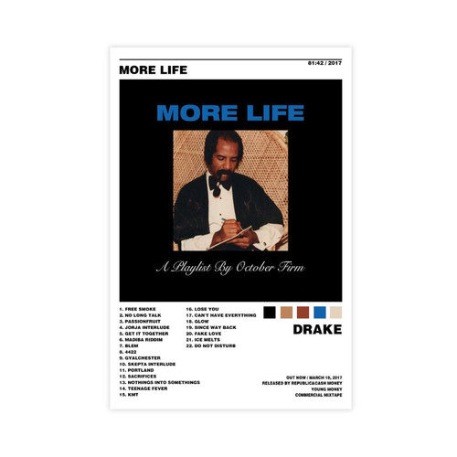 augcol Drake Album Poster More Life Music Rapper Canvas Poster 16x24inch Unframed