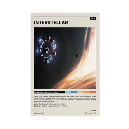 Interstellar Movie Canvas Poster Wall Art Decor Print Picture Paintings for Living Room Bedroom Decoration Unframe:16x24inch(40x60cm)