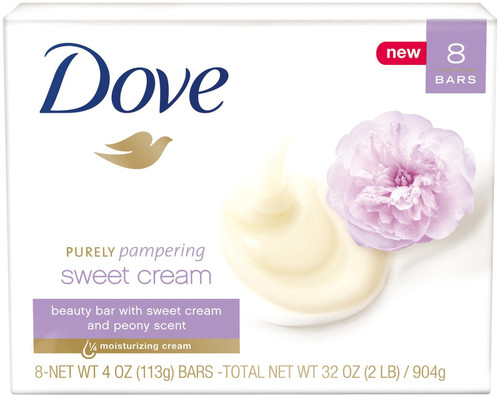 Dove Purely Pampering Beauty Bar Sweet Cream And Peony 4 Ounce, 8 Count