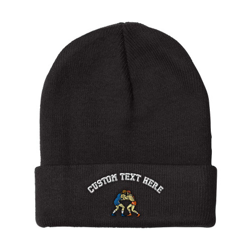 Custom Beanies for Men Wrestlers Embroidery Wrestling Wrestlers Winter Hats for Women Acrylic Skull Cap 1 Size Black Personalized Text Here