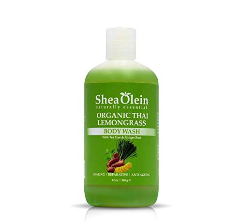 Shea Olein Organic Bath Body Wash Shower Gels (Organic Thai Lemongrass Body Wash & Ginger Roots, 12oz)