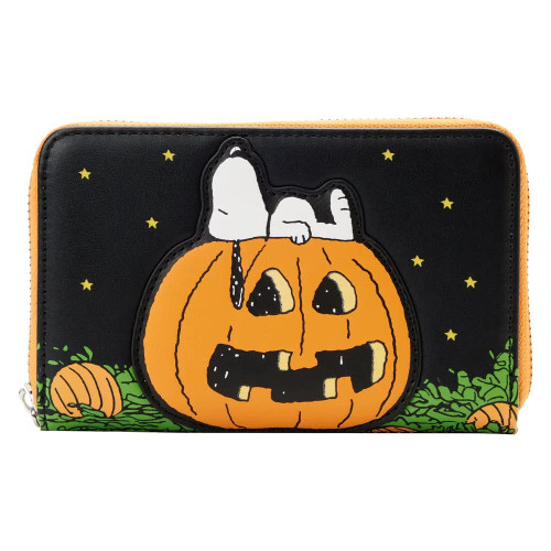 Loungefly Peanuts Great Pumpkin Snoopy Halloween Faux Leather Zip Around Wallet