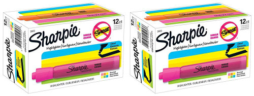 Sharpie 25053 Tank Highlighters, Chisel Tip, Assorted Colors, 24-Count, 2 pack