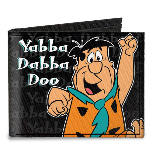 Buckle-Down Men's Standard Canvas Bifold Wallet-The Flintstones, 4.0" x 3.5"