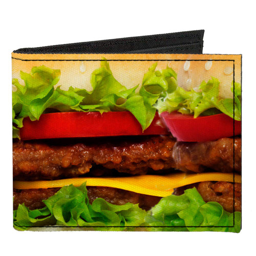 Buckle-Down Men's Standard Canvas Bifold Wallet Cheeseburger, 4.0" x 3.5"
