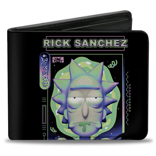 Rick and Morty Wallet, Bifold, Rick and Morty Rick Sanchez Drooling Face Close Up Black, Vegan Leather Rick and Morty Wallet, Bifold, Rick and Morty Rick Sanchez Drooling Face Close Up Black, Vegan Leather