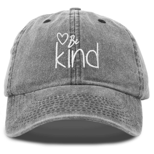 DALIX Be Kind Women's Baseball Cap Soft Cotton Dad Hat in Washed Black