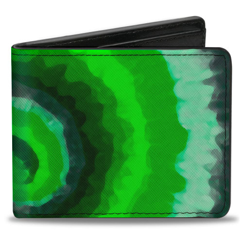 Buckle-Down Men's PU Bifold Wallet-Tie Dye Swirl Green/Blue/Purple, Multicolor, 4.0" x 3.5"
