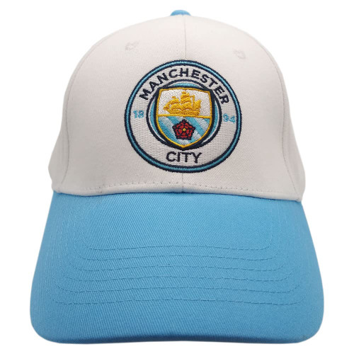 Fan Ink Curved Bill Adjustable Hat, Manchester City, White