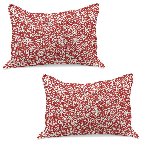 Lunarable Snowflake Quilted Pillowcover Set of 2, Snow Stars Polka Dots Winter Inspired Pattern Abstract Vintage Illustration, Standard Queen Size Pillow Sham for Bedroom, 30" x 20", White Dark Pink Lunarable Snowflake Quilted Pillowcover Set of 2, Snow Stars Polka Dots Winter Inspired Pattern Abstract Vintage Illustration, Standard Queen Size Pillow Sham for Bedroom, 30" x 20", White Dark Pink