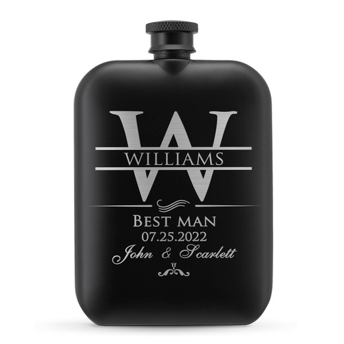 Groomsmen Gifts, Personalized Flask w/Name, Title, Date, Engraved 6oz Stainless Steel Hip Flask with Gift Box, Custom Groomsmen Gifts for Wedding, Bachelor Party Favors