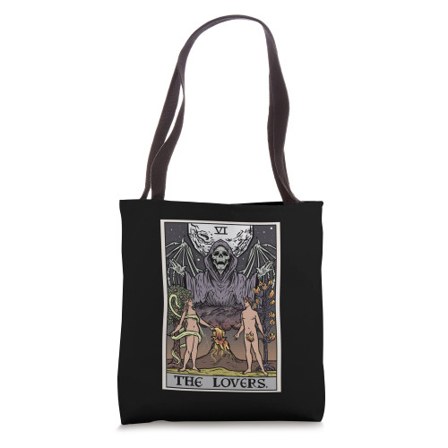 The Lovers Tarot Card Halloween Grim Reaper Gothic Horror Tote Bag