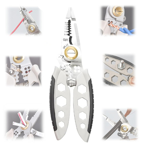 7-Inch Multipurpose Wire Stripper - Professional Tool Gift, Multifunctional Wire Stripper Cutter And Crimping Tool, 4 In 1 Stripping Cutting Crimping Splitting, Multifunction Wire Plier Tool (1pcs)