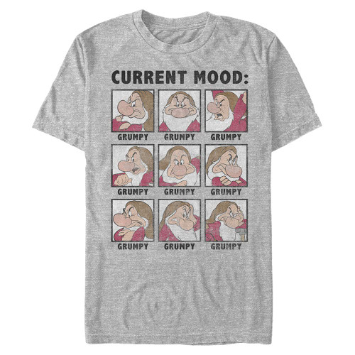 Disney Men's Princess Current Mood Grumpy T-Shirt, Athletic Heather, 4X-Large