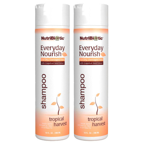 NutriBiotic Everyday Nourish Shampoo, Tropical Harvest, 10 Fl. Oz Twin Pack | GSE & Botanicals for Dry Hair | Free of Parabens, Sulfates, Dyes, Colorings, Cocamide DEA & Chlorine Derivatives