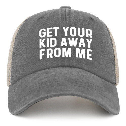 POLIFARMER GET Your Kid AWAYS from ME Hat Trucker Hat Women Funny Mesh Baseball Cap for Summer