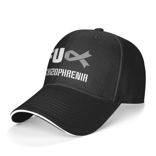 HUFURI Fuck Schizophrenia Awareness Unisex Baseball Caps Adjustable Breathable Dad Hats for Outdoor Activities Black