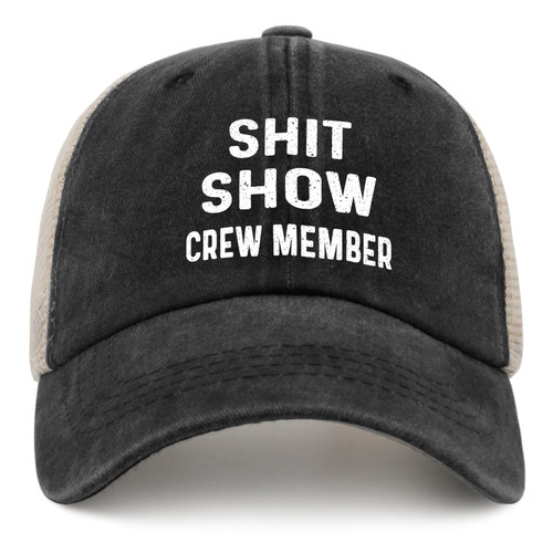 POLIFARMER Shit Show Crew Member Hat Trucker Hat Women Funny Mesh Baseball Cap for Summer