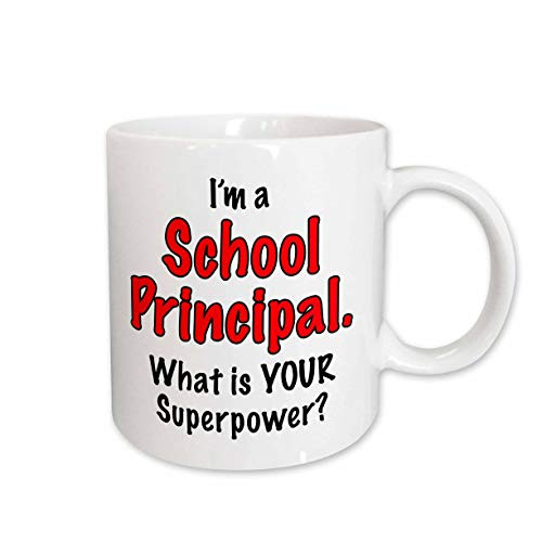 3dRose 193262_1 I'm A I'm A School Principal What Is Your Superpower Red Ceramic Mug, 11 oz,