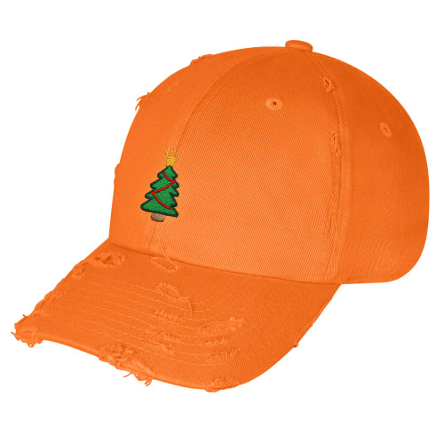 JPAK Christmas Tree Vintage Dad Hat Frayed Embroidered Cap Holiday Santa Orange