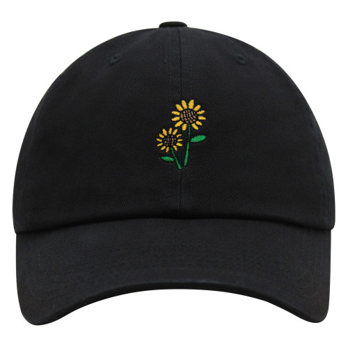 JPAK Sunflowers Premium Dad Hat Embroidered Baseball Cap Flower Floral Black