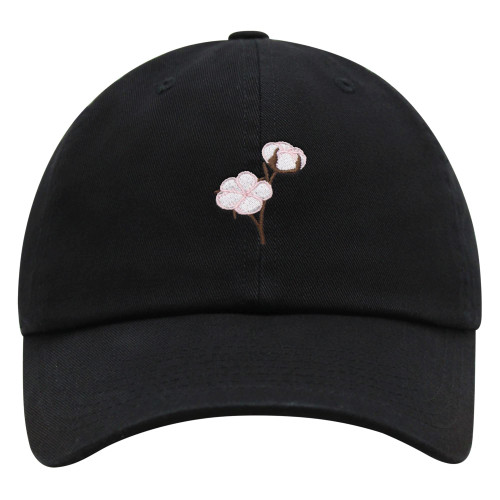 JPAK Cotton Flower Premium Dad Hat Embroidered Baseball Cap Tree Black
