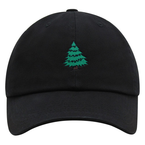 JPAK Pine Tree Premium Dad Hat Embroidered Baseball Cap Forest Camping Black