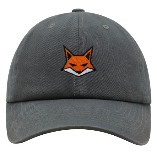JPAK Fox Face Premium Dad Hat Embroidered Baseball Cap Wild Animal Dark Grey