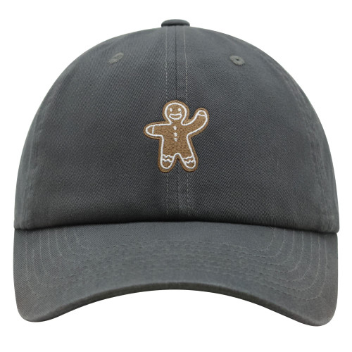 JPAK Gingerbread Man Premium Dad Hat Embroidered Baseball Cap Holiday Cookie Dark Grey