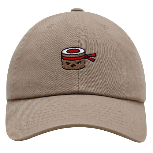 JPAK Angry Sushi Premium Dad Hat Embroidered Baseball Cap Japanese Khaki