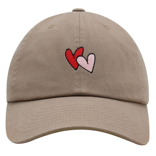 JPAK Heart Premium Dad Hat Embroidered Baseball Cap Cute Khaki