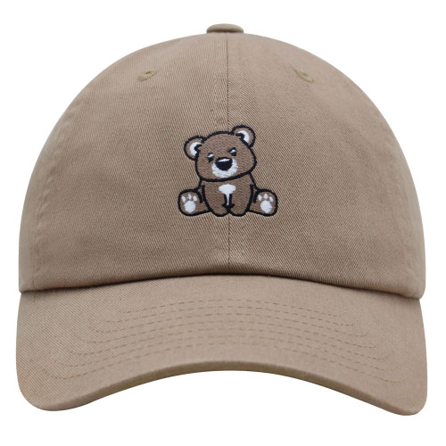 JPAK Bear Premium Dad Hat Embroidered Baseball Cap Curious Khaki