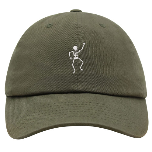 JPAK Skeleton Premium Dad Hat Embroidered Baseball Cap Skull Olive Green
