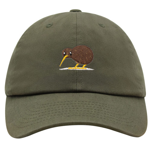 JPAK Kiwi Bird Premium Dad Hat Embroidered Baseball Cap Funny Olive Green
