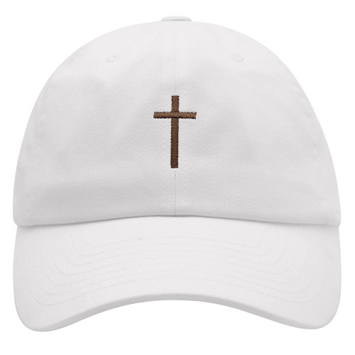 JPAK Cross Premium Dad Hat Embroidered Baseball Cap Christian Jesus White