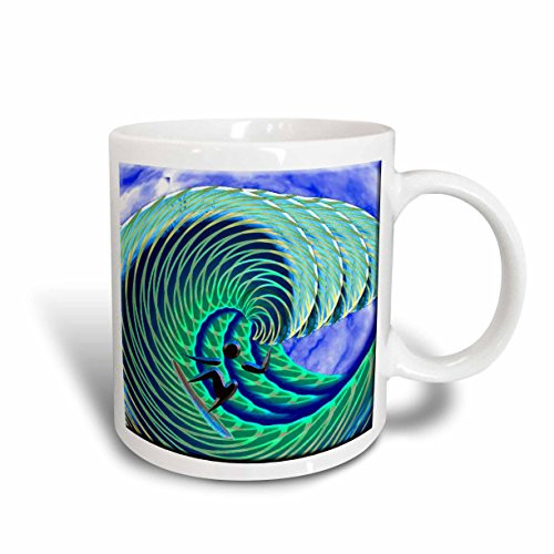 3dRose 108139_1 Cool Wave and Surfer Art Ceramic mug 11 oz White