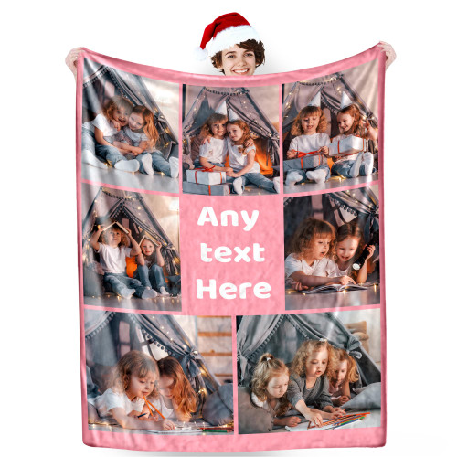 YESCUSTOM Custom Photo Blanket Personalized Gifts with Photo Text, Made in USA, Customized Blankets with Own Pictures Present for Dad Mom Couple Friend for Christmas Birthday Surprise-5 Sizes