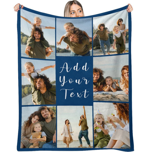Artsadd Custom Blanket with Photos Pictures Text Gift for Birthday Christmas to Mom Dad Grandpa Grandma Aunt Sister Besties, Flannel Personalized Throw Bed Blanket