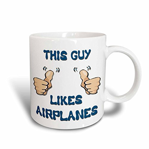3dRose mug_150244_1 This Guy Likes Airplanes Ceramic Mug, 11-Ounce