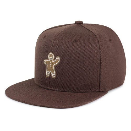 JPAK Gingerbread Man Hip-Hop Snapback Hat Embroidered Brown Baseball Cap Holiday Cookie