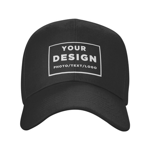 Custom Hat, Personalized Baseball Cap for Men and Women with Adjustable, Design Your Own Hat Add Photo Text Logo Black