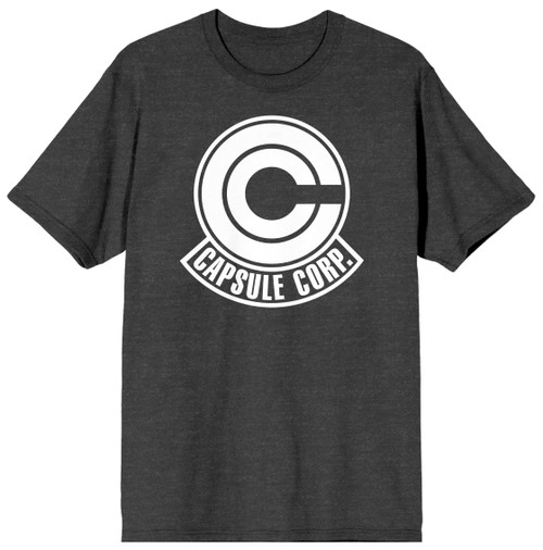 Dragon Ball Mens Z Anime Capsule Corp Symbol Charcoal Graphic Tee - M